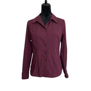 Apt. 9 Petite Maroon Button-down Fitted Blouse PM